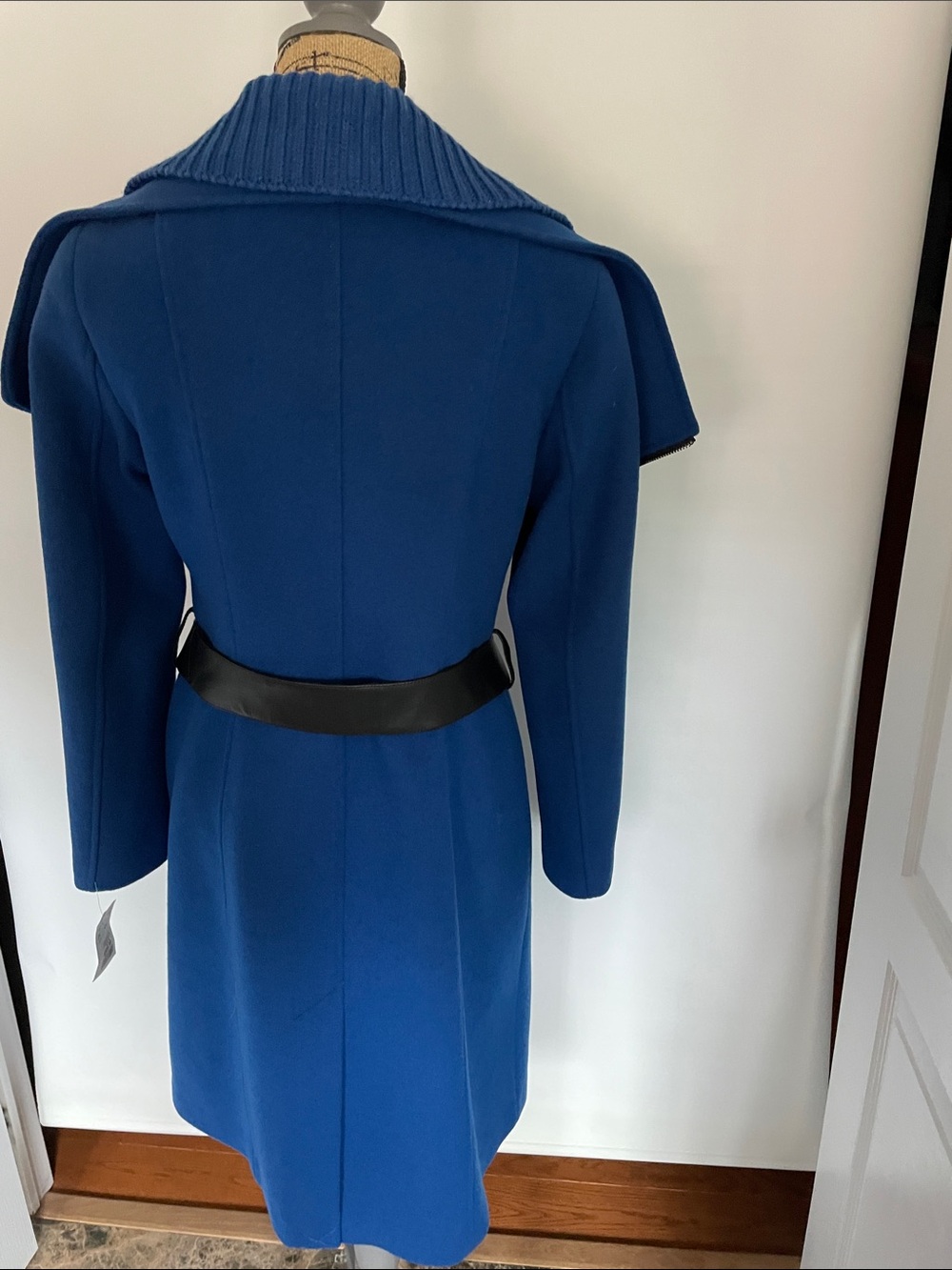 Mackage Cobalt Blue Trench Coat with Black Leather Tie Belt NWT S - Picture 7 of 13